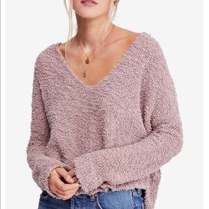 Free People Popcorn Fuzzy V-Neck Sweater
